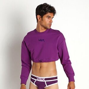 Vaux by Timoteo Men’s Cotton Candy Crop Top Sweatshirt Purple size Small NWT